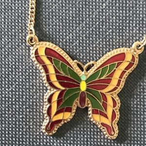 Enamel Butterfly necklace by Sarah Coventry
